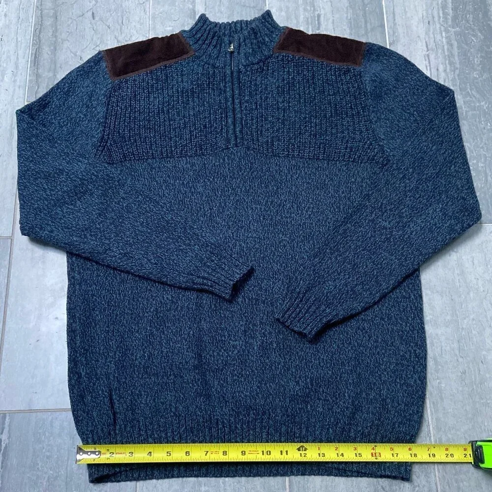Cambridge Dry Goods Long Sleeve Quarter Zip Sweater Pullover Blue – Size Large